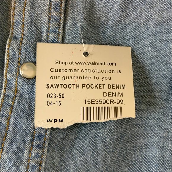 Plains Western Wear Long-Sleeve Denim Shirt XL Sawtooth Pockets Snap Closure - Picture 4 of 8